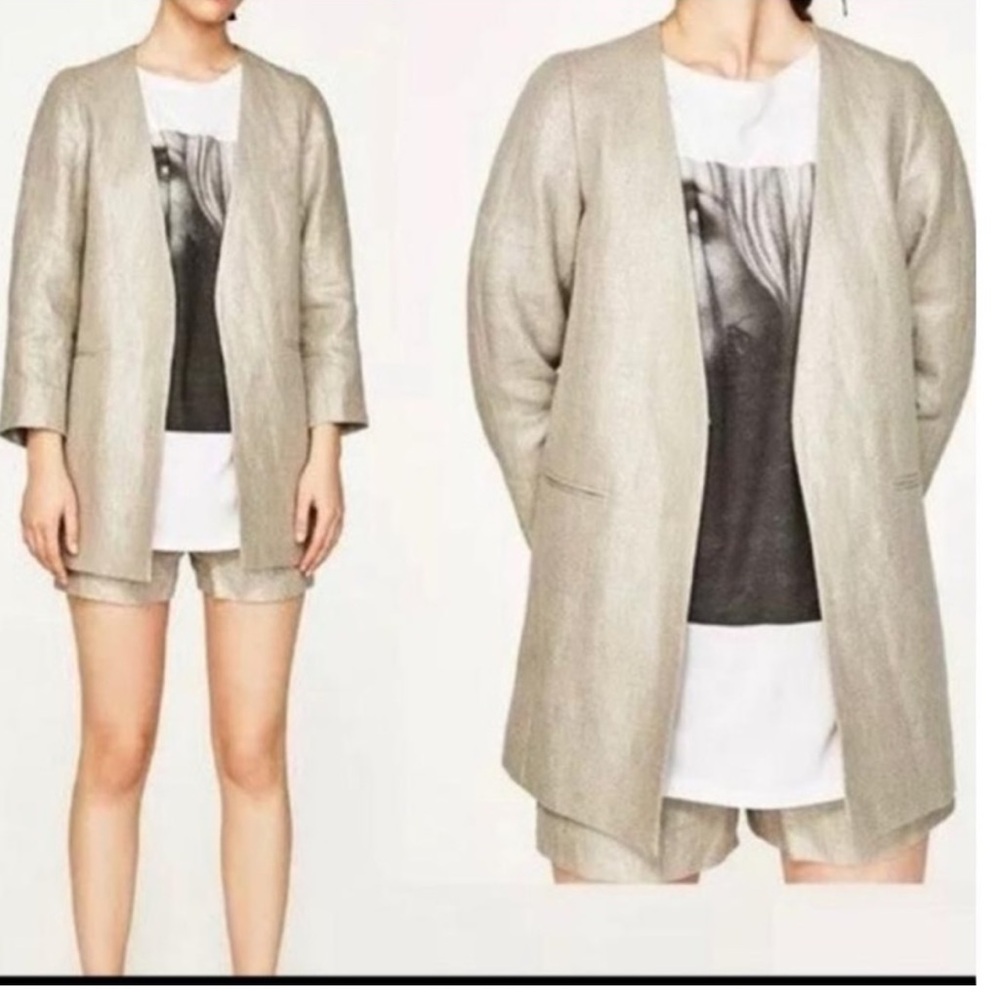 🤍🩶ZARA Silver Linen Blazer - Picture 11 of 13